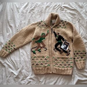 Rare vintage KANATA merino wool 50s Cowichan sweater, size M